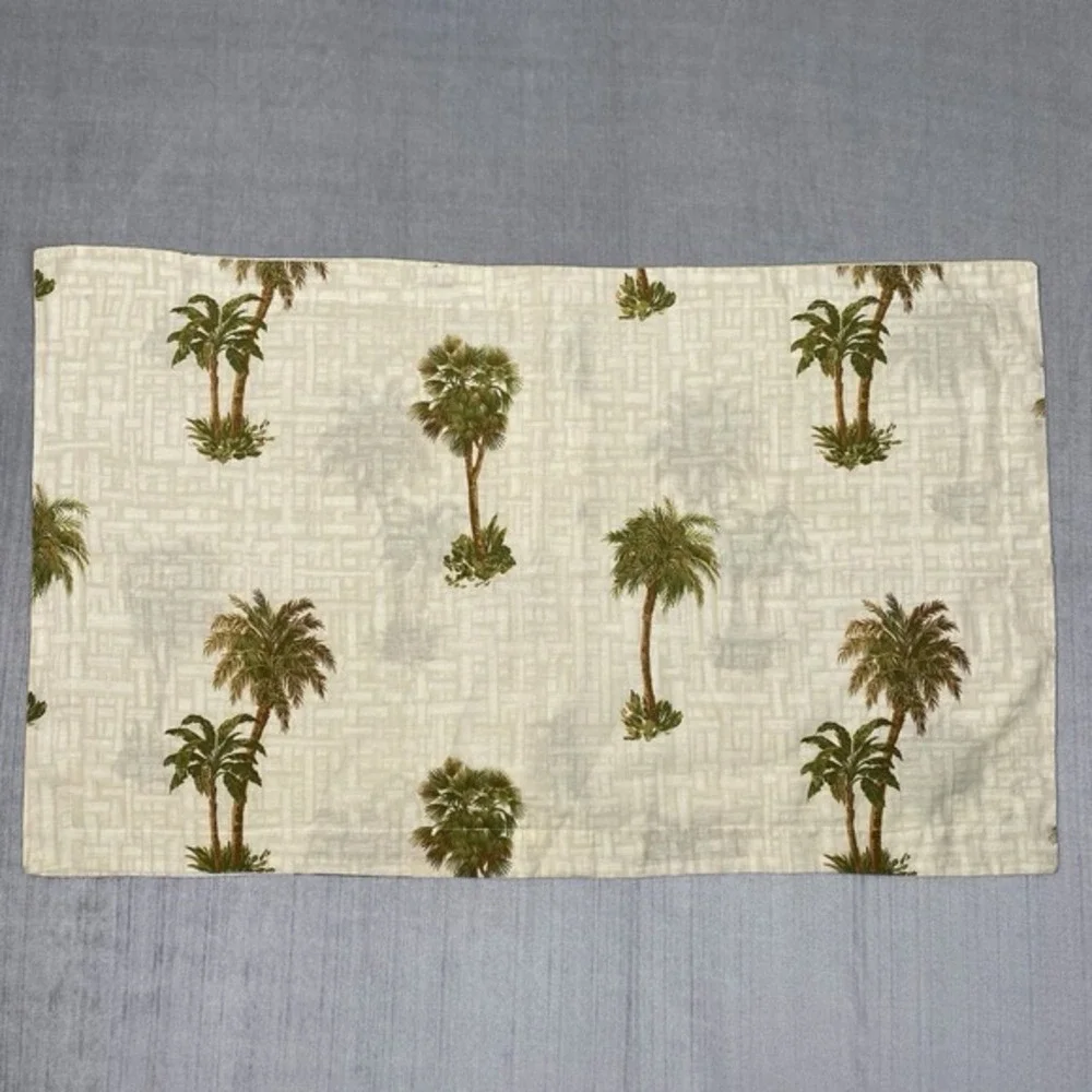 Vtg Revman Pillowcases SET of 4 Two Sizes Palm Tree Print Tropical Island Cabana